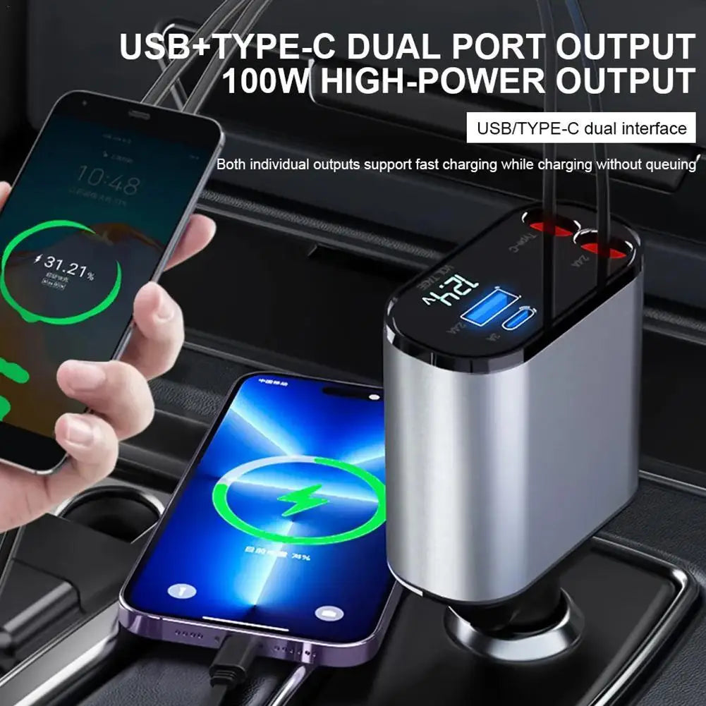 4 in 1 Retractable Car Charger for Iphone