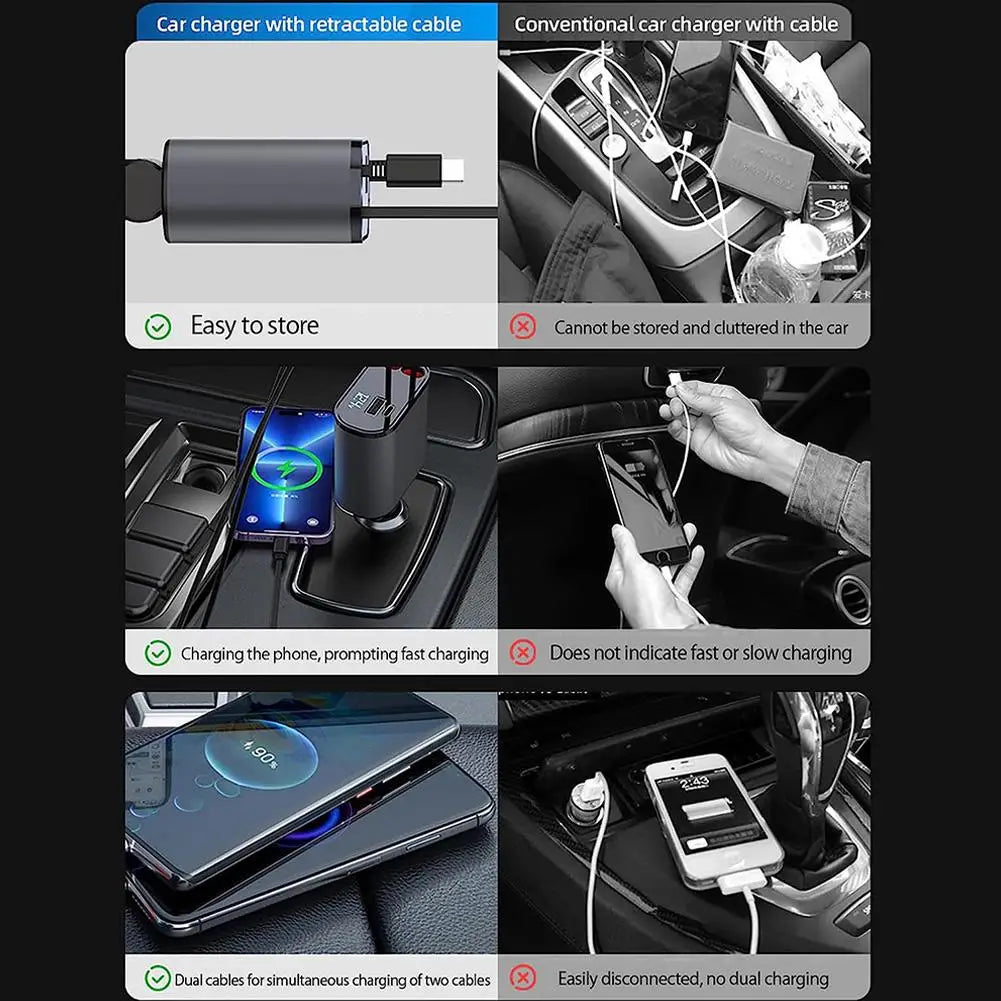 4 in 1 Retractable Car Charger for Iphone