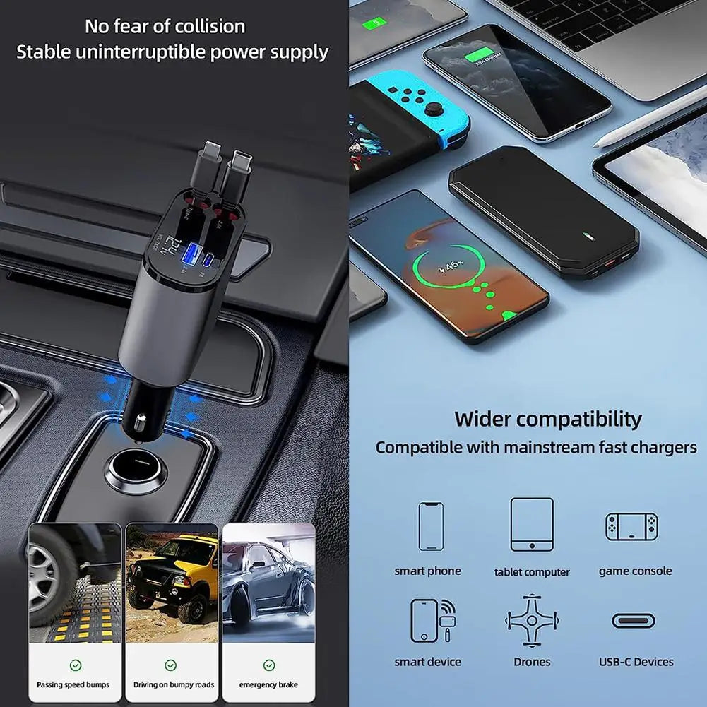 4 in 1 Retractable Car Charger for Iphone